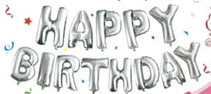 Happy Birthday Kit Set Silver 13 x 16" 40cm Letters Ribbon/straw Included