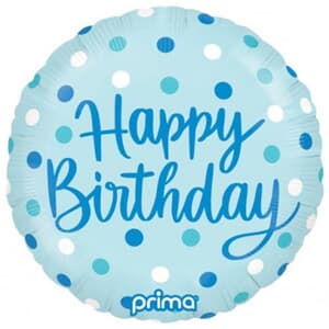 Prima 18'' Happy Birthday Blue Dots Foil 45cm