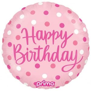 Prima 18'' Happy Birthday Pink Dots Foil 45cm