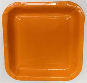 Square Paper Snack Plates 17.5cm Orange