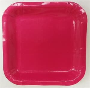 Square Paper Dinner Plates 22.8cm Hot Pink