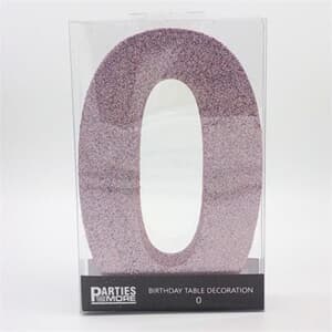 Foam Glitter Number 0 Centerpiece Light Pink with adhesive base #