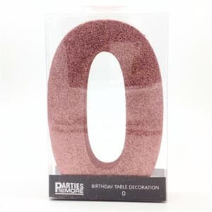 Foam Glitter Number 0 Centerpiece Rose Gold with adhesive base #