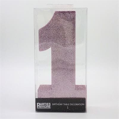Foam Glitter Number 1 Centerpiece Light Pink with adhesive base