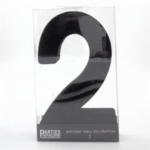 Foam Glitter Number 2 Centerpiece Black with adhesive base
