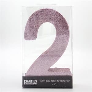 Foam Glitter Number 2 Centerpiece Light Pink with adhesive base
