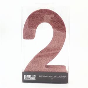 Foam Glitter Number 2 Centerpiece Rose Gold with adhesive base
