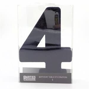 Foam Glitter Number 4 Centerpiece Black with adhesive base