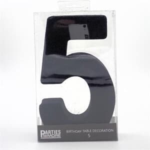 Foam Glitter Number 5 Centerpiece Black with adhesive base