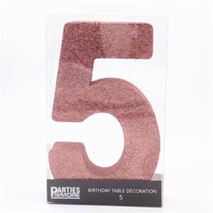 Foam Glitter Number 5 Centerpiece Rose Gold with adhesive base