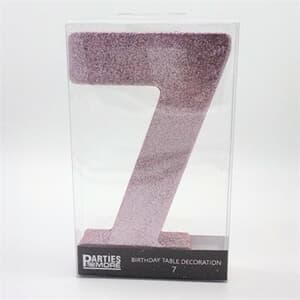 Foam Glitter Number 7 Centerpiece Light Pink with adhesive base