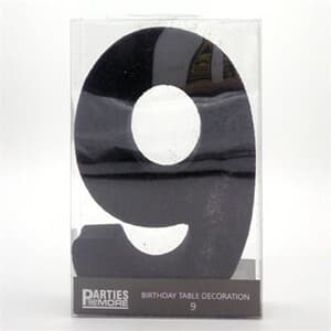 Foam Glitter Number 9 Centerpiece Black with adhesive base