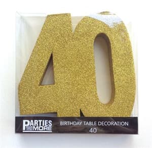 Foam Glitter Number 40 Centerpiece Gold #