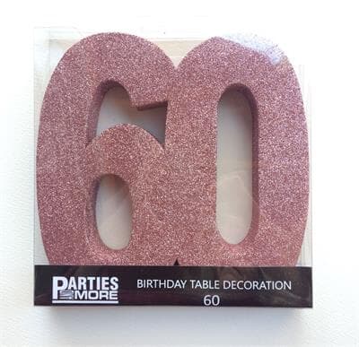 Foam Glitter Number 60 Centerpiece Rose Gold