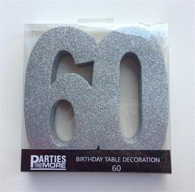 Foam Glitter Number 60 Centerpiece Silver