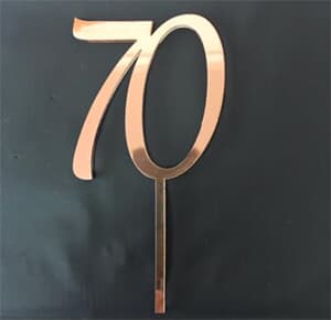 Acrylic Cake Topper Rose Gold Number 70
