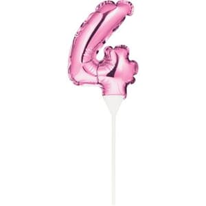 Self Inflating Mini Balloon Cake Topper 4 Pink/centrepiece 10.7cm x 22.8cm (includes cup/stick) #