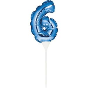 Self Inflating Mini Balloon Cake Topper 6 Blue/centrepiece 10.7cm x 22.8cm (includes cup/stick) #