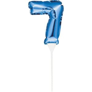 Self Inflating Mini Balloon Cake Topper 7 Blue/centrepiece 10.7cm x 22.8cm (includes cup/stick) #