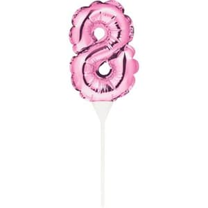Self Inflating Mini Balloon Cake Topper 8 Pink/centrepice 10.7cm x 22.8cm (includes cup/stick) #