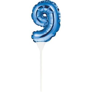 Self Inflating Mini Balloon Cake Topper 9 Blue/centrepiece 10.7cm x 22.8cm (includes cup/stick) #