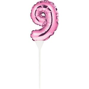 Self Inflating Mini Balloon Cake Topper 9 Pink/centrepiece 10.7cm x 22.8cm (includes cup/stick) #