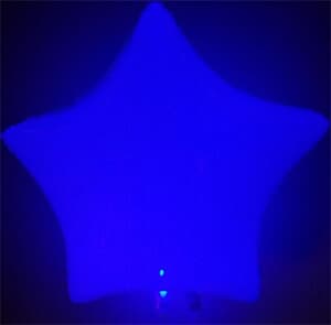 Star Mylar Balloon with blue LED in valve. 55cm