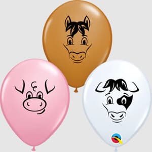 Qualatex Balloons Farm Animal Faces 5" (12cm)