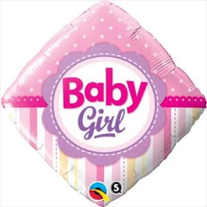 Qualatex Balloons Baby Girl Dots & Stripes 45cm