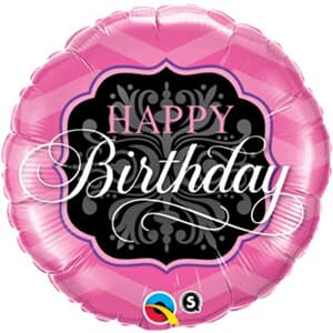 Qualatex Balloons Birthday Pink and Black 45cm