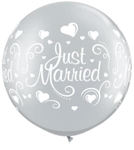 Qualatex Balloons Just Married Hearts Silver 76cm