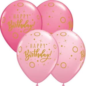 Qualatex Balloons Birthday Pink Dots & Sparkles Asst 28cm