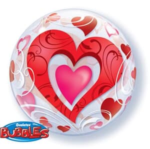 Bubble Red Hearts and Filigree 55.5cm