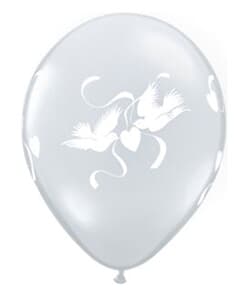 Qualatex Balloons Love Doves Diamond Clear 28cm