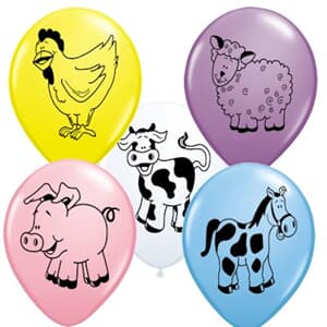 Qualatex Balloons Farm Animal Assort 28cm