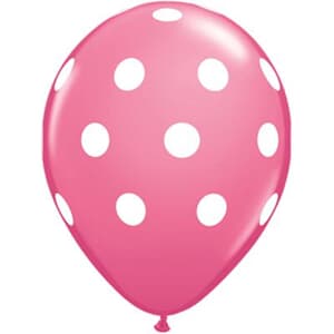 Qualatex Balloons Big Polka Dots Rose with White Ink 28cm