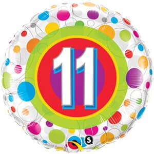 Qualatex Balloons Age 11 Colourful Dots 45cm