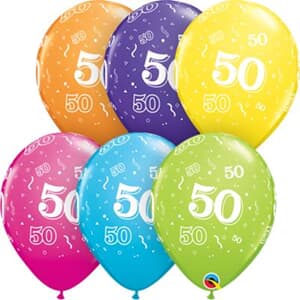 Qualatex Balloons 50 Around Tropical Assorted 28cm.