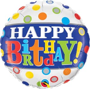 Qualatex Balloons Happy Birthday Bands & Dots 45cm