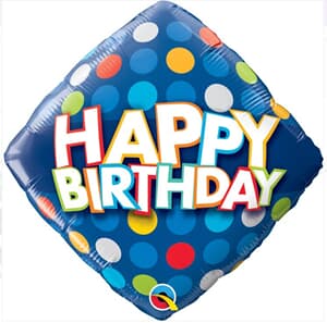 Qualatex Balloons Happy Birthday Blue & Colorful Dots 45cm