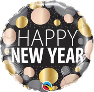 Qualatex Balloons Happy New Year Metallic Dots 45cm