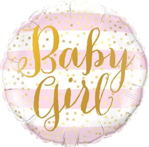 Qualatex Balloons Baby Girl Pink Stripes 45cm