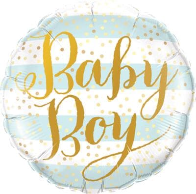 Qualatex Balloons Baby Boy Blue Stripes 23cm.