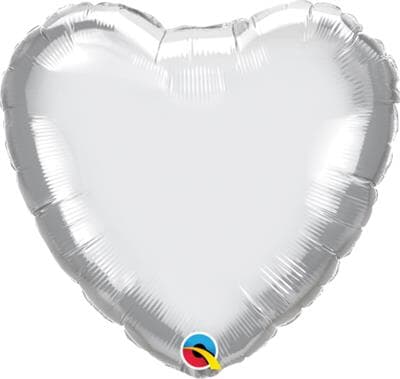 Qualatex Heart Chrome Silver 18" Each (Pkgd.)