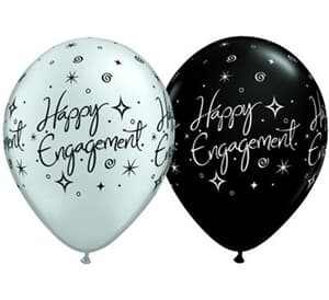 Qualatex Balloons Engagement Elegant Sparkles Silver & Black 28cm 25cnt #